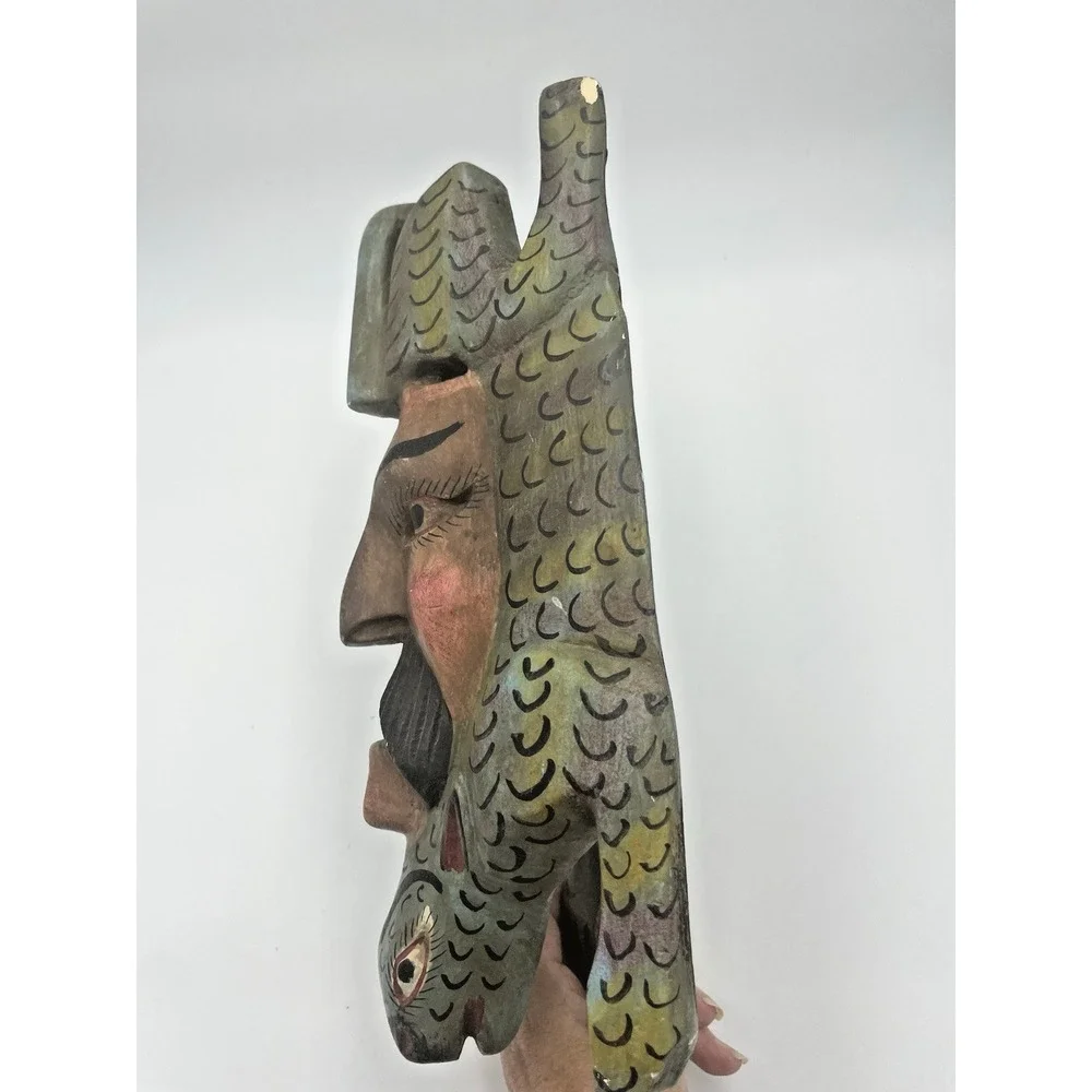 Vintage Mexican Folk Art  Hand Carved Mask‎ Rabbit Animal Man 12